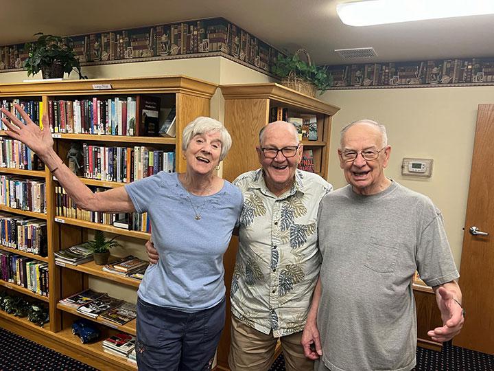 Seniors in a library