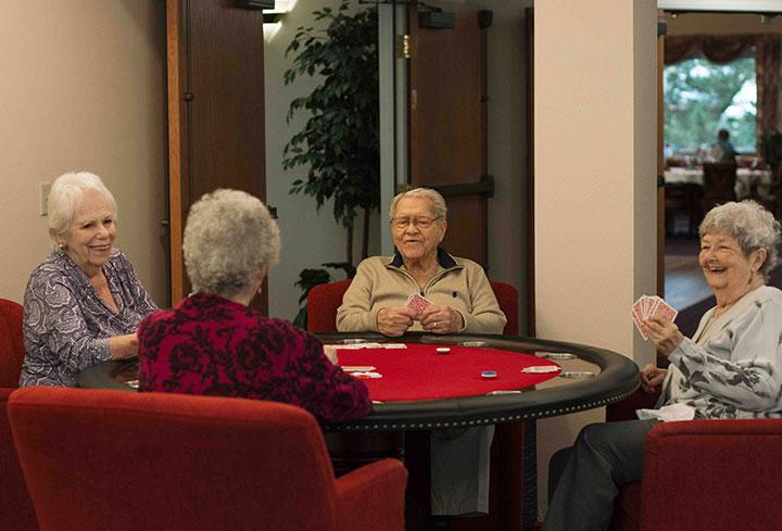 Seniors playing poker